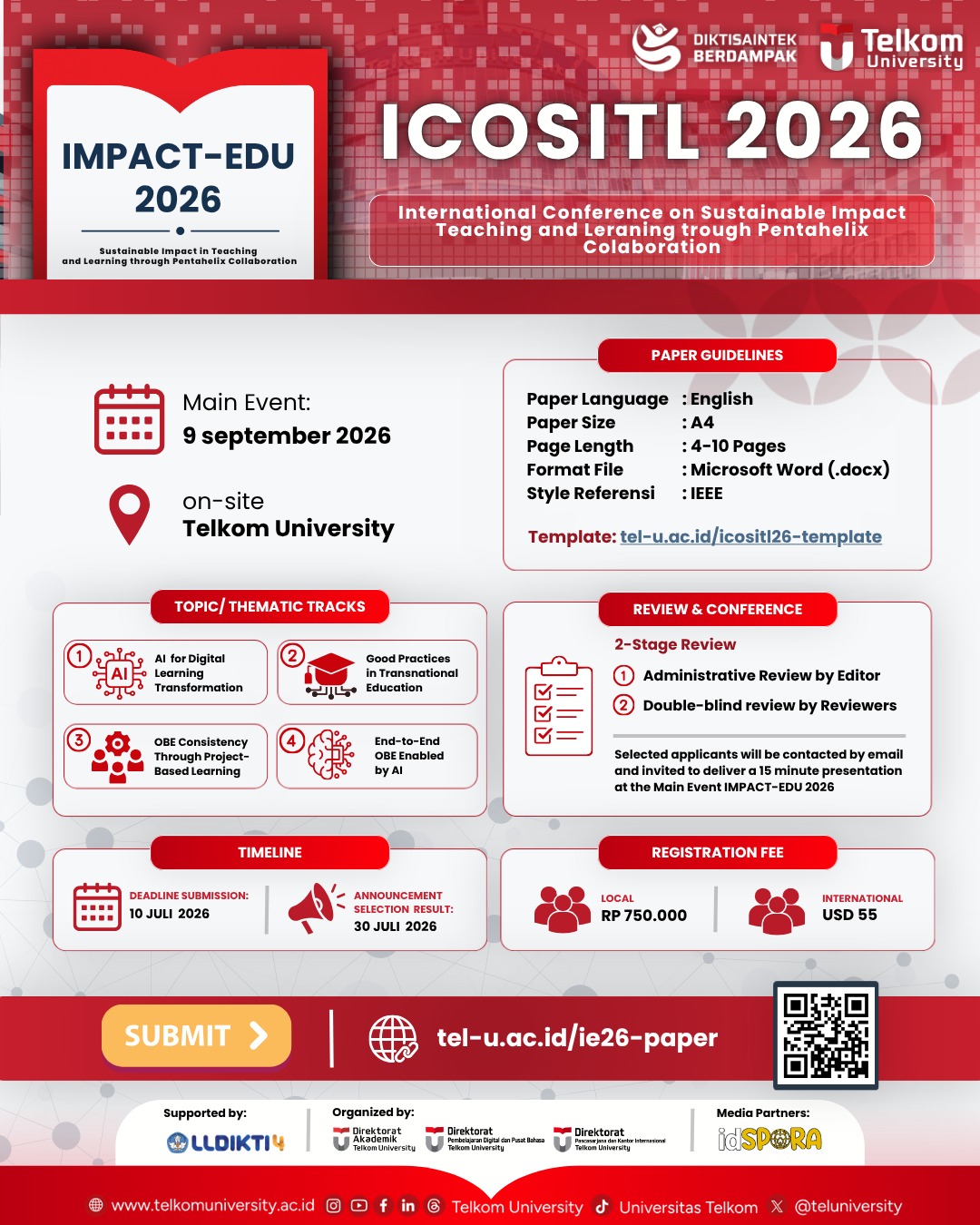 International Conference on Sustainable Impact Teaching and Learning through Pentahelix Collaboration (ICOSITL) - (IMPACT-EDU 2026)